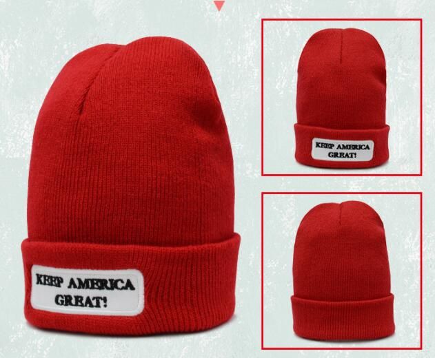 Unisexe Trump Brod/é Hip Hop Knitting Hat Hiver Coton Laine Chaud Cap Tricot Chapeau De Cr/âne