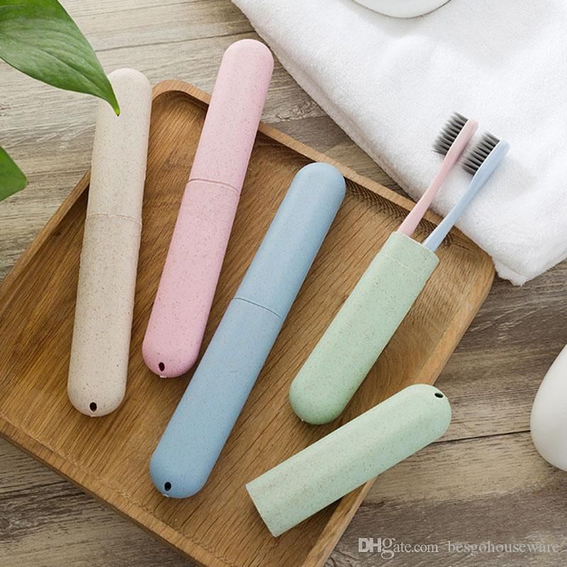 2021 Wheat Straw Travel Toothbrush Case Toothbrush Holder Hiking