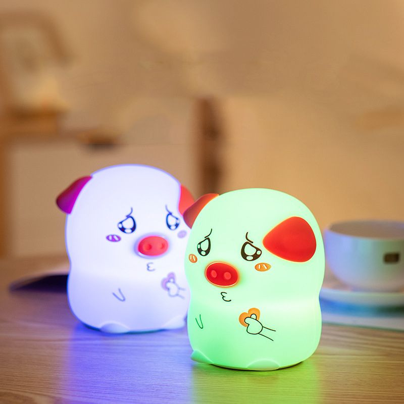 Usb Rechargable Silicone Mini Night Light Creative Pig Animal Cartoon Children Kid S Led Lamp Lovely Cute Portable Colorful Lampe