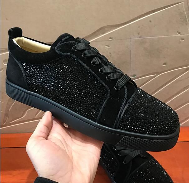 2019 Luxury Sneaker Studded Rhinestone Men Trainers Red Bottom Shoes ...