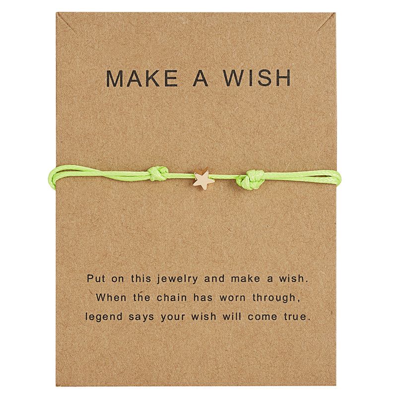 Fashion Make A Wish Card Fashion Star Weaving Adjustable Bracelets Bangle Antique Charms Bracelet Women Men Unisex Jewelry - 
