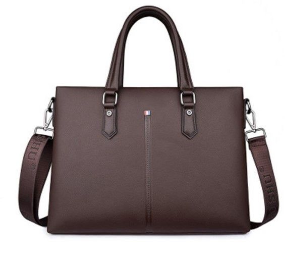 New Men Leather Briefcases Hard Shell Real Cow Leather Business Casual Briefcases 38x28cm