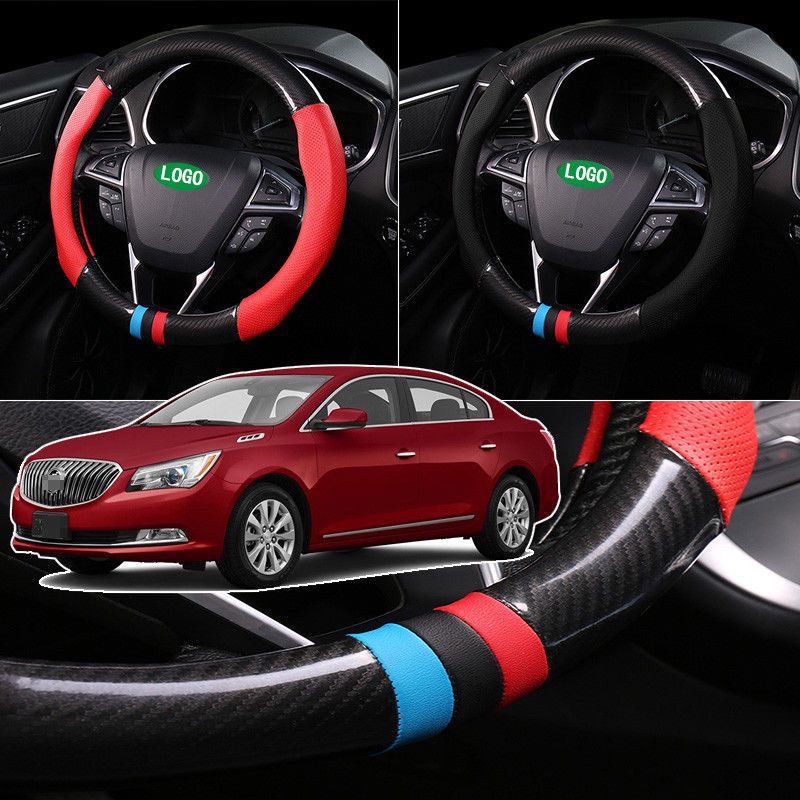 For Buick LaCrosse Steering Wheel Cover Anti Slip Carbon Fiber Top PVC