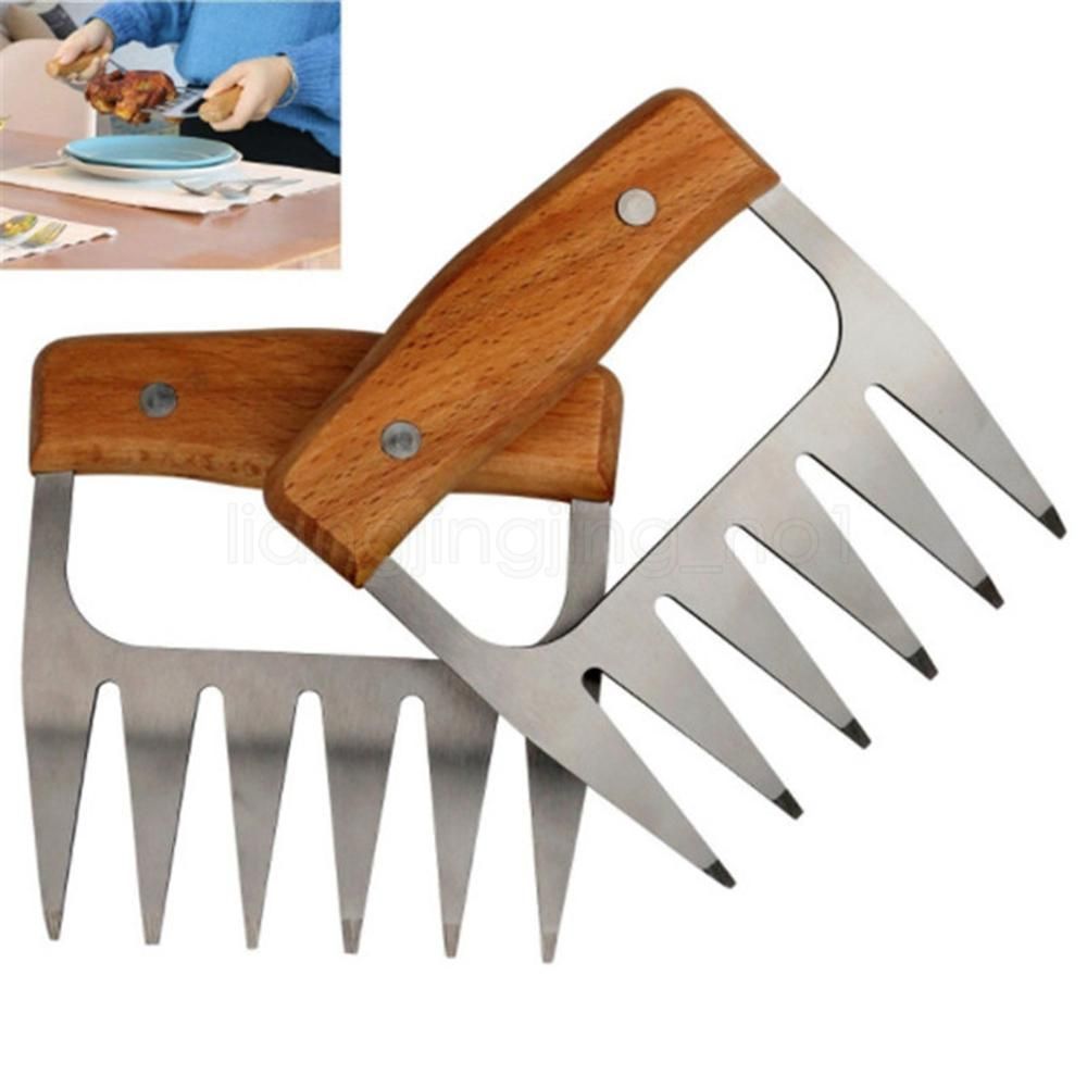 2021 Bear Claw Stainless Steel Wood Barbecue Meat Claws Convenient