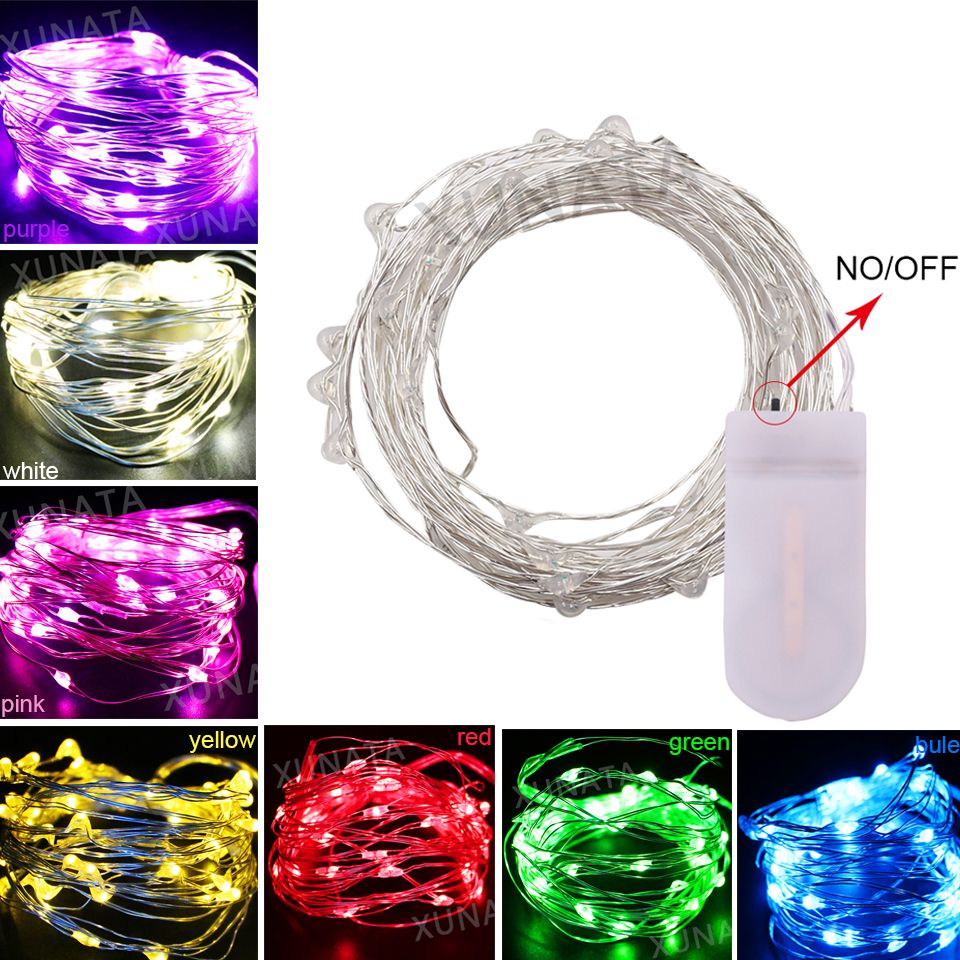 1 2 4m Sliver Wire Fairy String Lights Outdoor Battery Power Mini Led Light Wedding Garlands Party Diy Lighting
