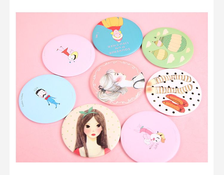 Korea Cute Mini Hand Mirror Aluminum Tin Plate Cosmetic Compact Makeup