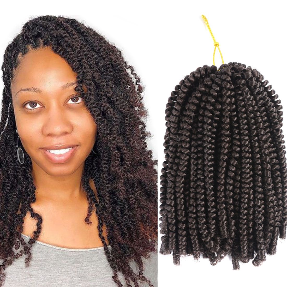 Strands Fluffy Spring Twist Hair Extensions Black Brown Burgundy Ombre