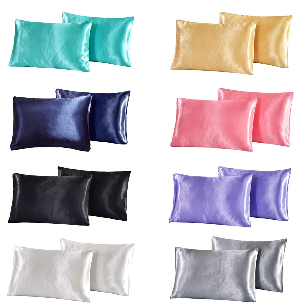 Pure Silk Satin Pillowcase Polyester Pillow Case Covers Home