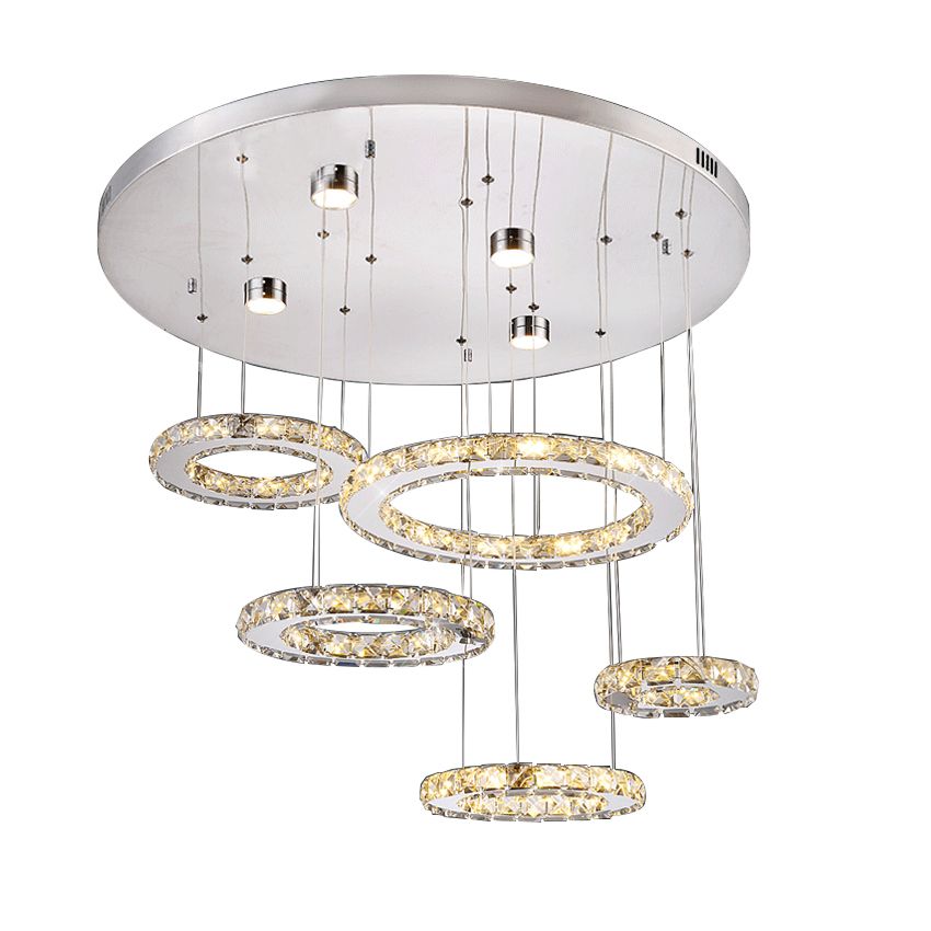Modern Led Chandelier For Living Room Luxury Round Crystal Lamp Res De Cristal Home Decor Light Fixture
