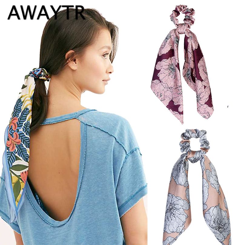 Peacock Feather Hair Bow Headband Bandana Hairband Hair Tie Band Scarf Dress