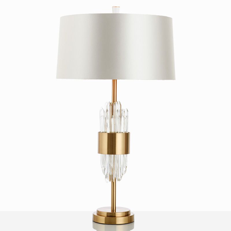 Modern Designer Table Lamp Glass Lights Living Room Bedroom Bedside Fabric Lampshade Decor Home Lighting Fixtrues E27 110 220v