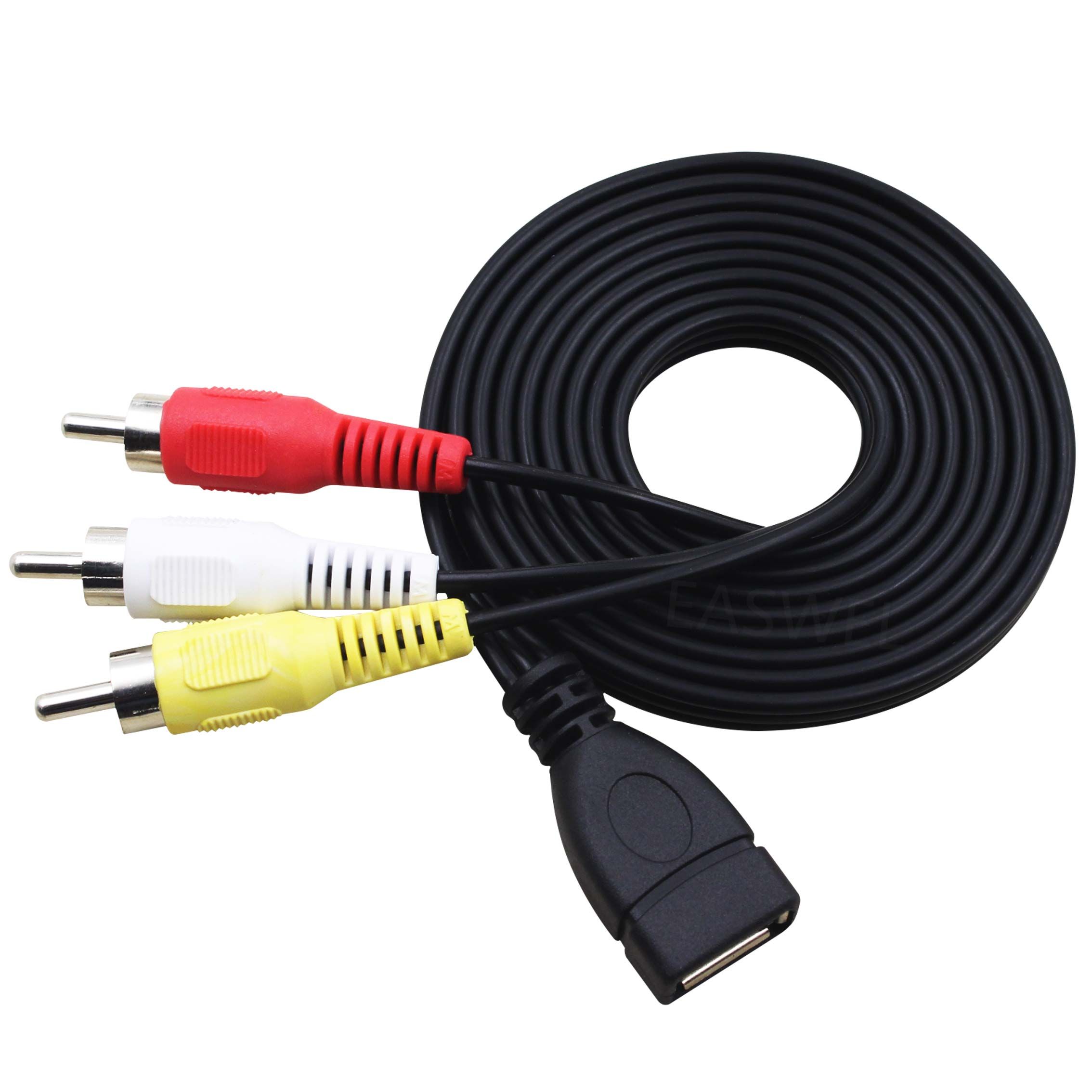 2021 1.5m USB A Female To 3 RCA Phono AV Cable Lead PC TV Aux Audio Video Adapter From Easwel