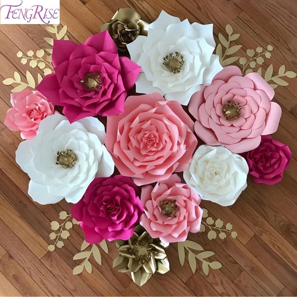Fengrise 2pcs 20cm Diy Paper Flowers Backdrop Decorative Artificial Wedding Favors Birthday Party Home Decoration D19011101