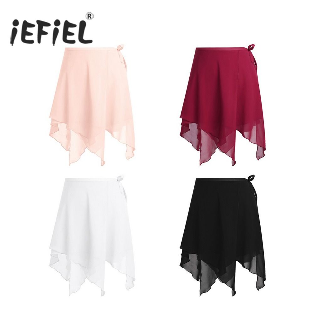 Girls Ballet Wrap Skirt Kids Dance Skate Over Scarf Tutu Skirts Chiffon Dress