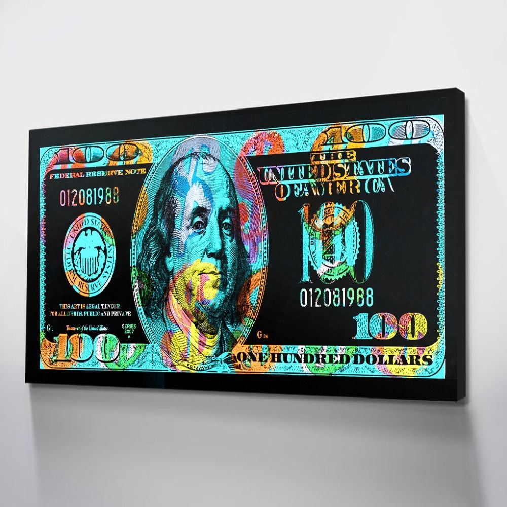 2019 Handpainted Colorful Dollars Pictures Abstract Money Art Oil