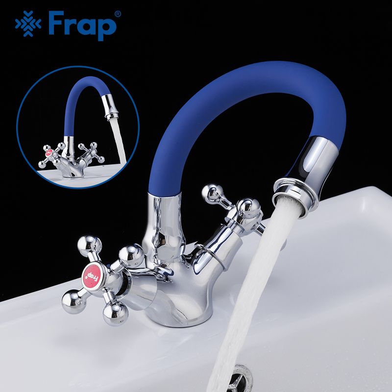 Frap Kitchen Faucet Dual Handle 6 Color Sink Tap Saving Water Taps Mixer Cold And Hot Tapware