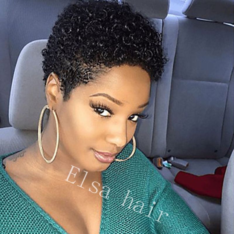 Short Curly Lace Front Human Hair Wigs Pre Plucked With Baby Hair