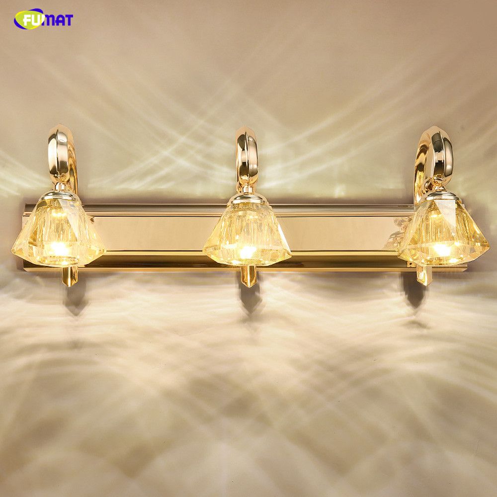 2021 FUMAT Modern Gold Wall Lights Bathroom Light Luxury Crystal Black
