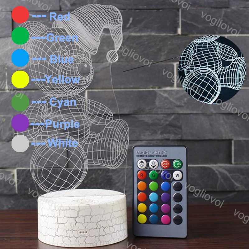 Decorative Table Noël Veilleuse Home Cheval Led Acrylique Dhl Lampe 3d Magique De Illusion Couleurs 7 Change Ours Coloré 5RLj4q3A