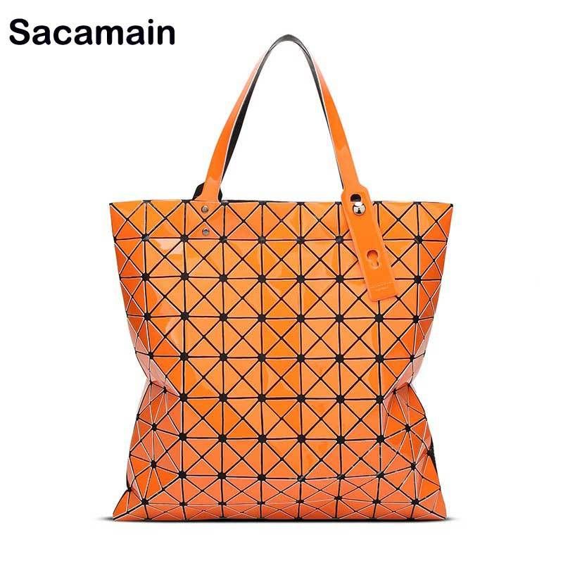 Célèbre Style Japon Géométrie Tout Mode Femmes 2019 Fourre Sacs Haut Sac Pliant Matelassé Designer Diamant À Poignée Main Treillis Bao 5AL4Rqj3