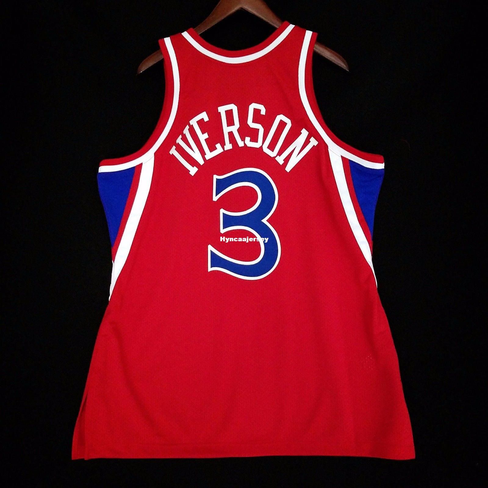 2019 100% Stitched Mitchell & Ness Allen Iverson #3 Wholesale Red Jersey Mens Vest Size XS 6XL 
