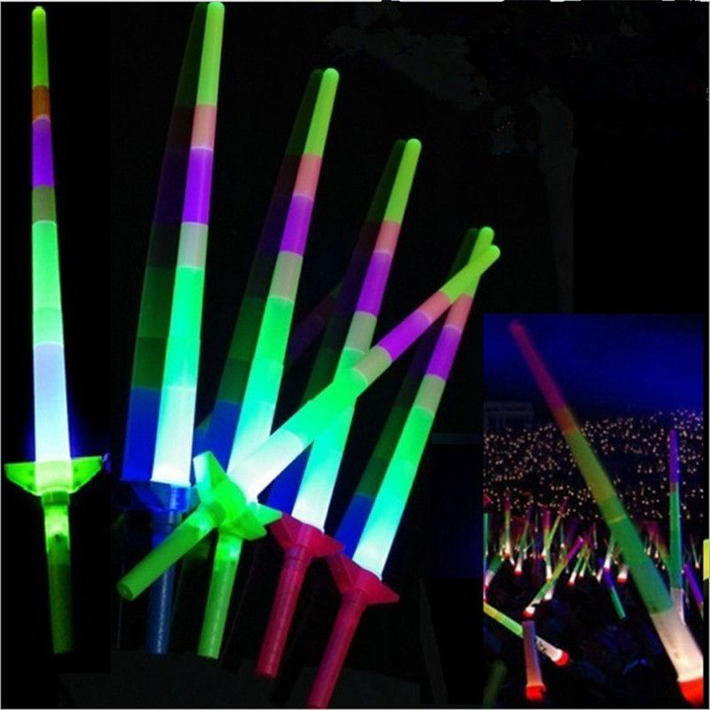 2019 Telescopic Glow Sticks Flash Light Up Toy Fluorescent Sword