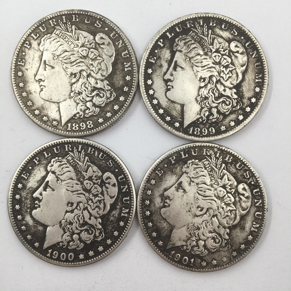 1898 1899 1900 1901 4 Types Morgan Coins Metal Copy Coin Imitation Set Decoration Handicraft Factory Wholesale - 