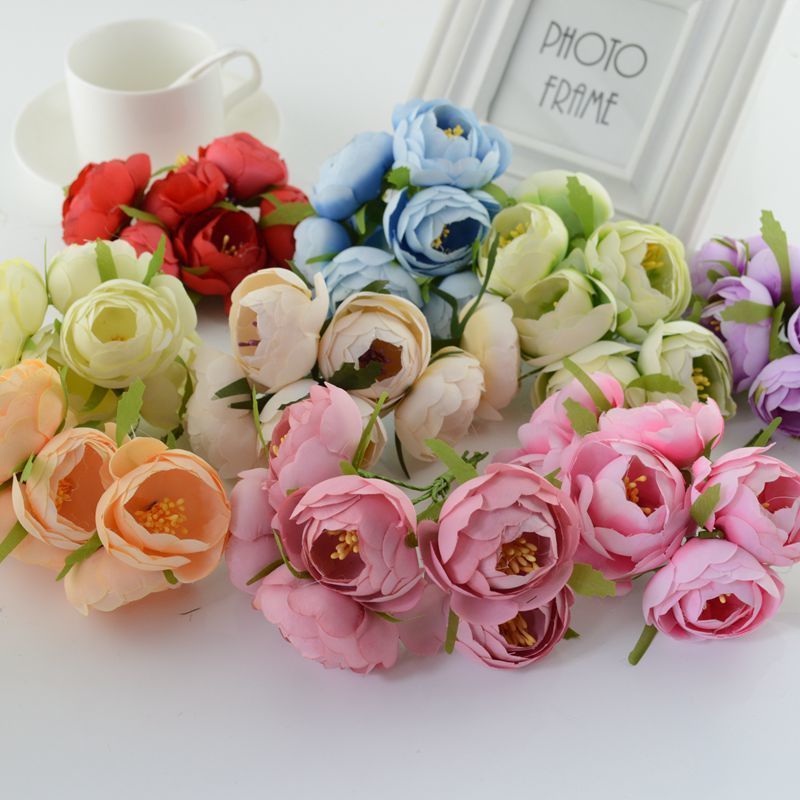 Silk Tea Bud Artificial Flowers For Wedding Car Decoration