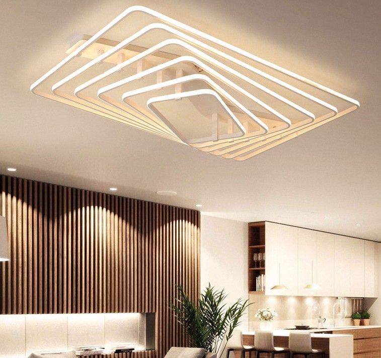 Großhandel White Square LED Kronleuchter Licht Deckenleuchten Moderne