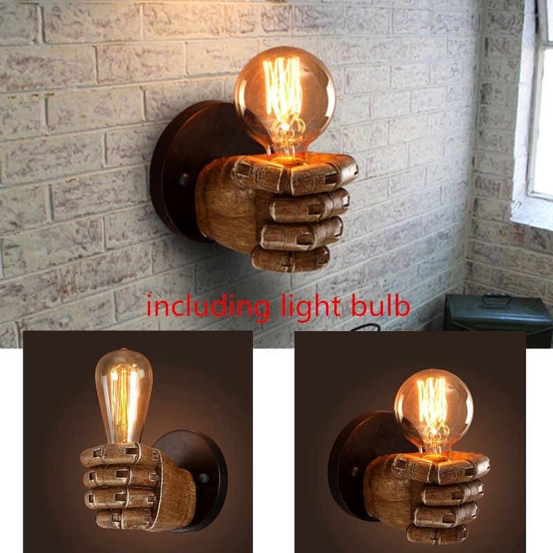 Ampoule Rétro À Led Incandescence Intérieur E27 Applique Chambre Coucher St64 Creative Résine Vintage G80 Couloir Murale Fist Edison OkXnw80P