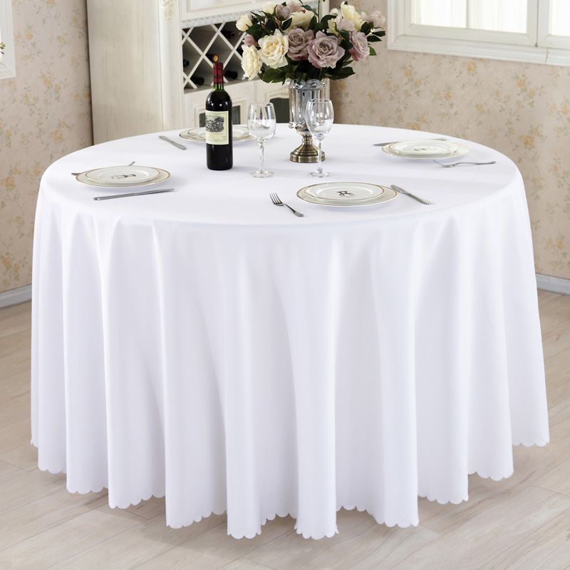 Round Tablecloth Camping Solid Color Table Cloth White Table Linen