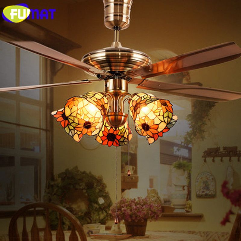 2019 Fumat Ceiling Fan Light Led Stained Glass Shade Hanging 2019 Fumat Ceiling Fan Light Led Stained Glass Shade Hanging Lighting Fixtures Luminaria Lights Modern Pendant Lamps From Kirke