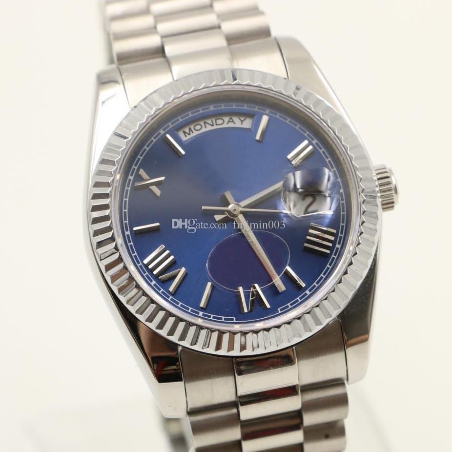 2017Stainless Steel 36mm Mens Watch Watches Wristwatch Blue Dial With