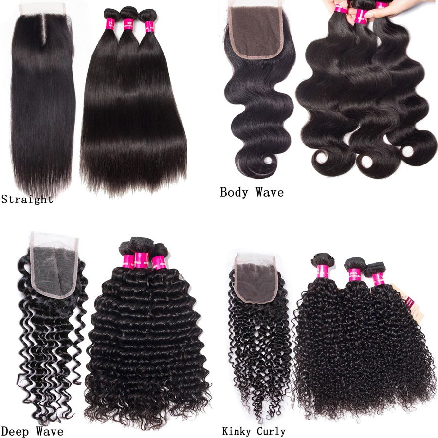 Brazilian Virgin Hair With Closure Body Wave Hair Weave With 4x4