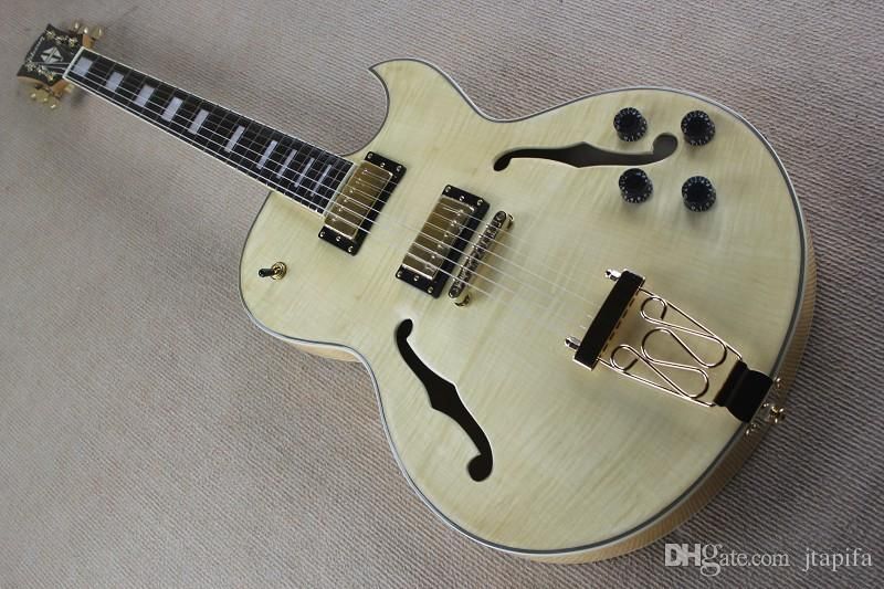 Small Jazz HOT Body Semi Hollow Electric Guitar Tiger Grain Maple Wood Primary Wood Color