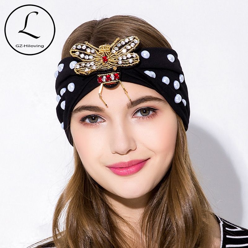 Women Retro Polka Dot Wide Headband Stretch Hairband Casual Hair Band Turban