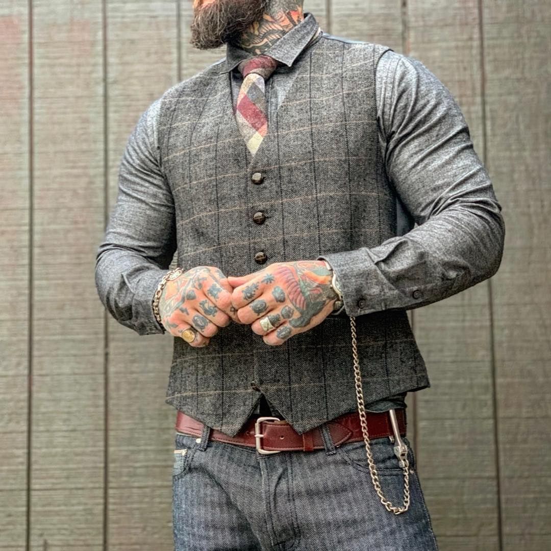 groom tweed waistcoat