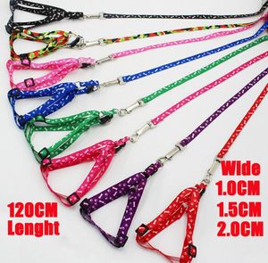 1.0/1.5/2.0*120 cm Hondentuig Riemen Nylon Gedrukt Verstelbare Huisdier Kraag Puppy Kat Dieren accessoires Huisdier Ketting Touw Stropdas DHL