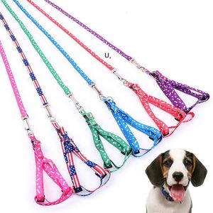 1.0*120cm chien harnais laisses Nylon imprimé collier réglable chiot animaux accessoires collier pour animaux de compagnie corde cravate collier GCB14468