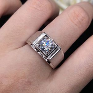 Bague de fiançailles en moissanite de 1,0 ct en argent sterling S925 plaqué or 18 carats couleur DF VVS clarté ronde taille brillant bagues de mariage en moissanite bague de promesse avec boîte cadeau