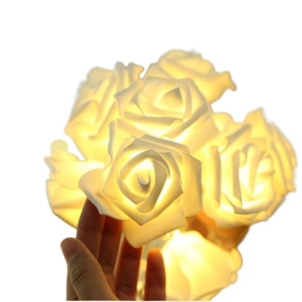 1,08m 10 Garland LED Garland Artificial Flower Bouquet String Lamps Foam Pearl Rose Lights for Saint's Day Christmas Wedding Decor Luces de Cadena de Flores Rosas