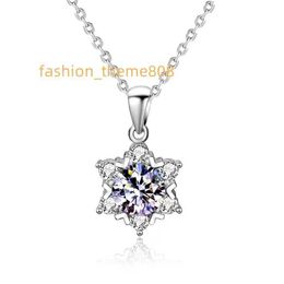 1.0ct 1 karaat 925 sterling zilveren diamanten sneeuwvlok hanger ketting moissanite sieraden voor moeder cadeau