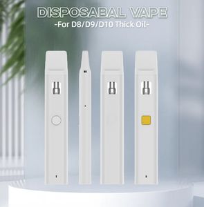 1.0ml 2.0ml Vape vacío Vape desechable Pluma Vaporizador de aceite D8 D9 300mAh Precalentamiento Dispositivo de recarga USB Kits de cápsulas de bobina de cerámica Soporte OEM Cigarrillos desechables Mayorista