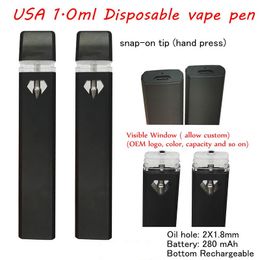 Stylo vape jetable de 1,0 ml Personnaliser disponible Batterie rechargeable de 280 mAh Mise à jour des dosettes en céramique Dispositifs à huile épaisse Fabricant de stylos vaporisateurs