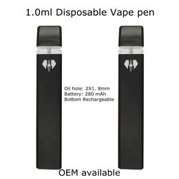 1,0 ml lege wegwerpvape-pen 280 mah oplaadbare batterij dikke olie Stater-kits 1 gram vaporizer-apparaten D7 OEM elektronische sigaretten toestaan