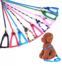 Harnais pour chien, laisses en Nylon imprimé, réglable, collier pour animaux de compagnie, chiot, chat, accessoires pour animaux de compagnie, attache en corde, 1.0x120cm