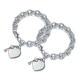 1: 1 925 Sterling Silver Women's Bracelet Key en hart hanger ketting Bracelet Luxe merk vriendin verjaardag sieraden cadeau G220510