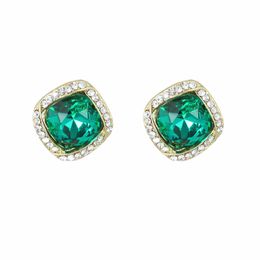 Boucles d'oreilles pour femmes demi diamant/plein diamant boucles d'oreilles de style trèfle porte-bonheur avec boîte-cadeau