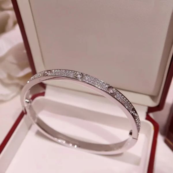 1-1 Designer de luxe haut de gamme en acier titane tout bracelet en diamant 3 rangées bracelet couple homme femme mode amour cadeau de la Saint-Valentin