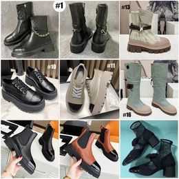 Bottes moyennes en maille pour femmes, bottes chaussettes avec Logo de marque, chaussures décontractées en cuir à lacets, haut de gamme/bonne mode